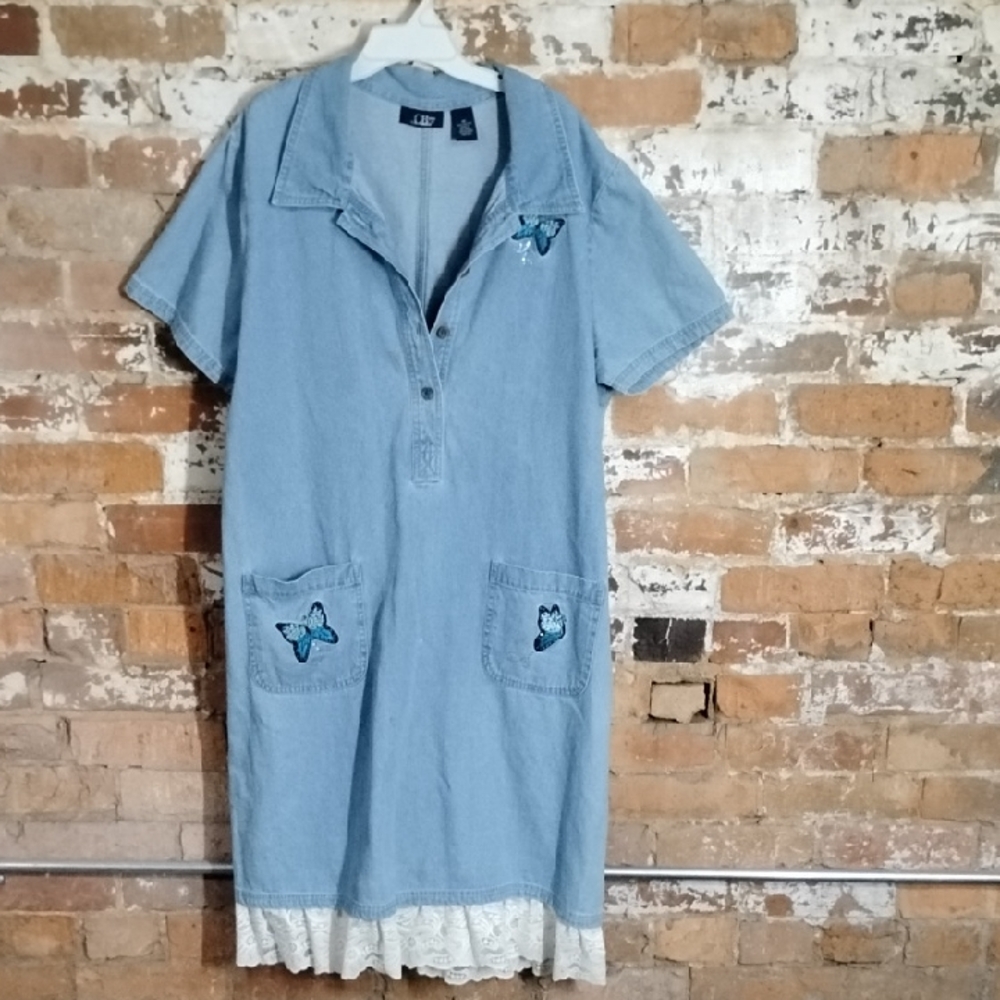 CB Plus CB Casual Women's Vintage Denim Butterfly Dress